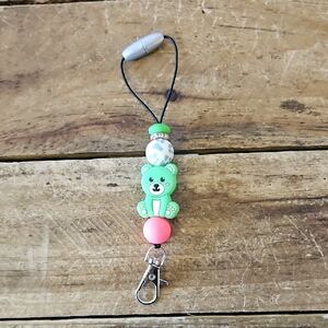 Charming Green and Pink Bear Keychain